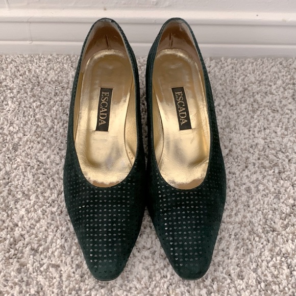 Escada vintage mini hearts emerald kitten heels - Picture 1 of 5